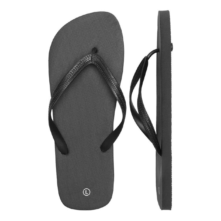 H&H Men's Plain Jandals, Black, hi-res
