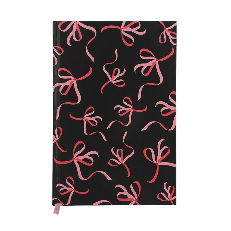 Uniti Bow Hardback Notebook Black/Pink, , hi-res