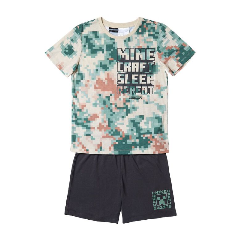 Minecraft Boys' Tee and Shorts Pyjama Set, Green Mid, hi-res