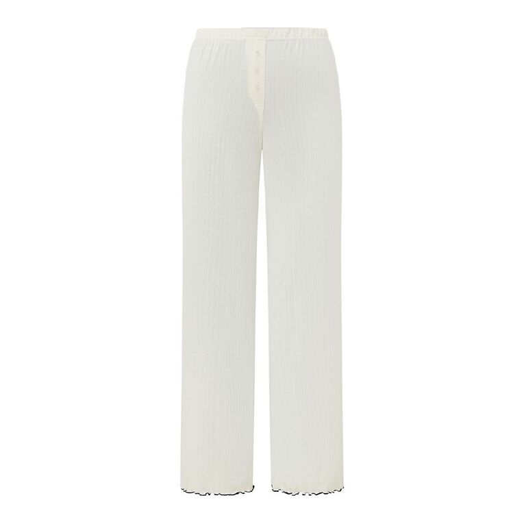 H&H Women's Pointelle Pyjama Pants, White, hi-res