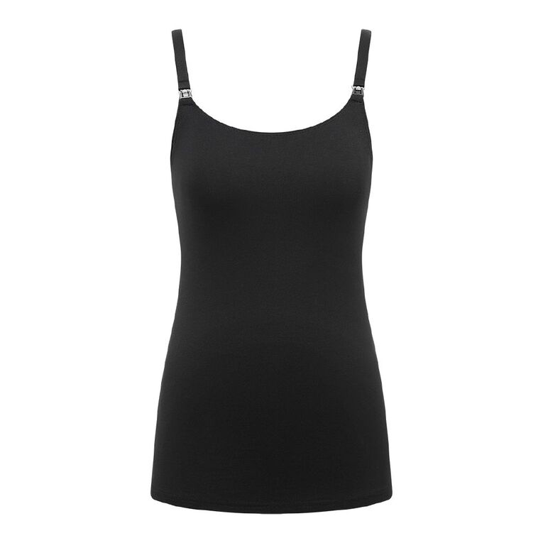 H&H Maternity Nursing Friendly Singlet, Black, hi-res