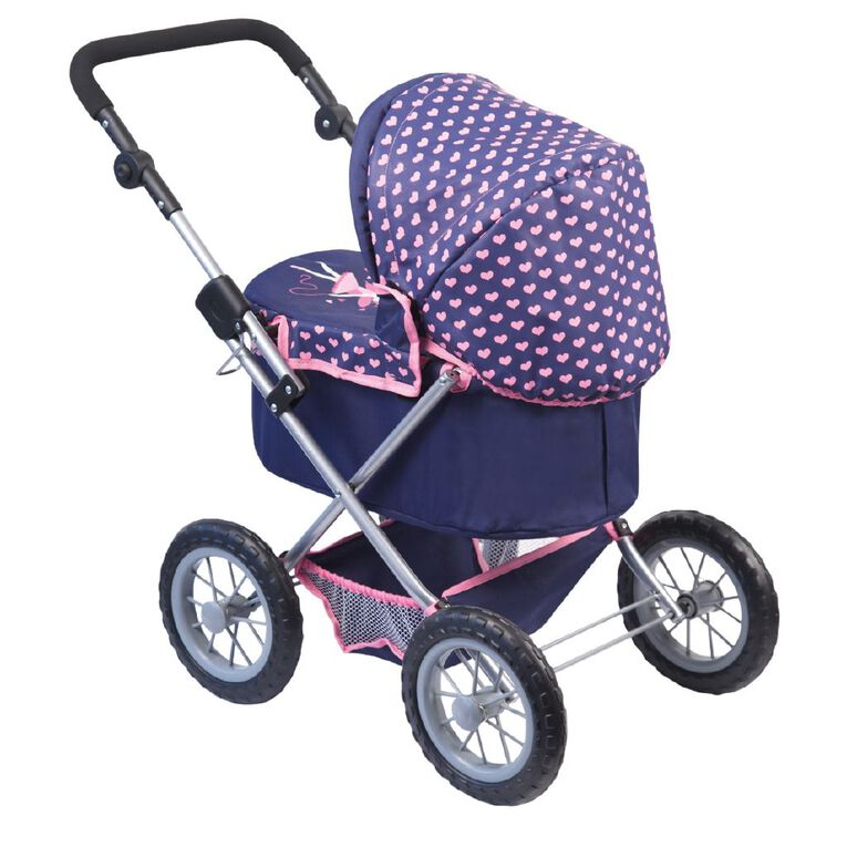 Bayer Dolls Pram Trendy Blue with Pink Trim, , hi-res