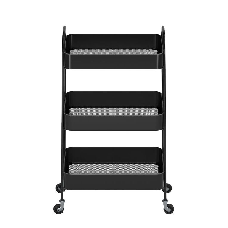 Living & Co Eva 3 Tier Metal Trolley Black, , hi-res