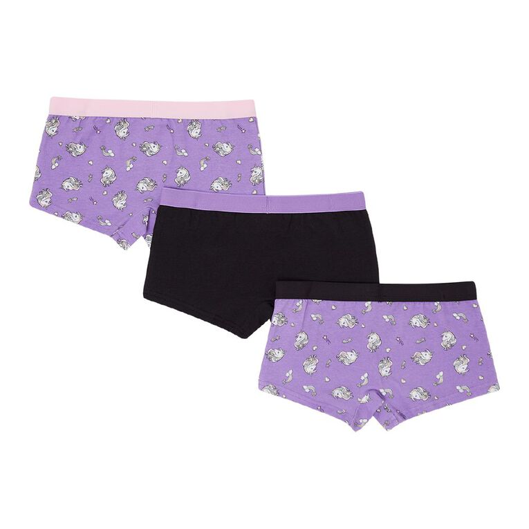 H&H Girls' Shortie Briefs 3 Pack, Purple, hi-res