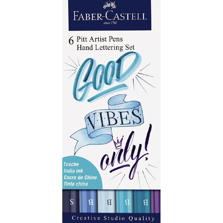 Faber-Castell Pitt Artist Pens Hand Lettering Set Good Vibes 6 Pack, , hi-res