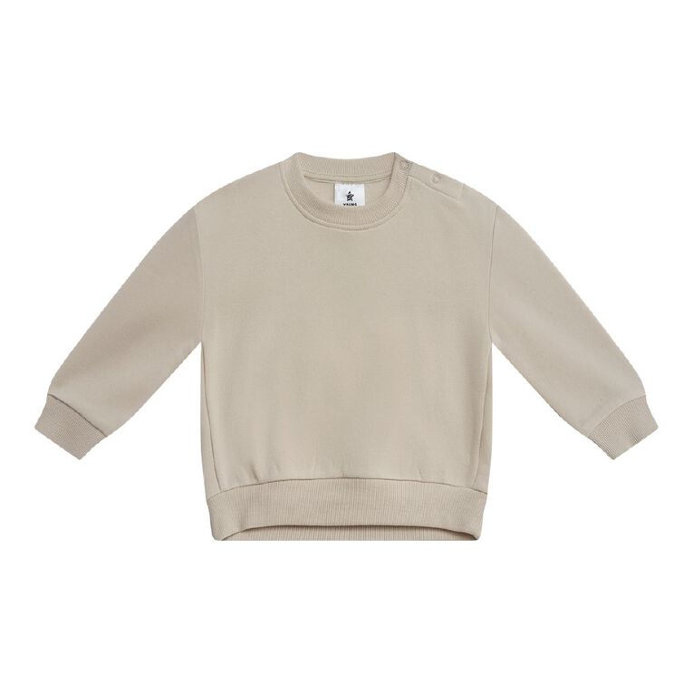 Young Original Babies' Plain Crew Sweatshirt, Brown Light, hi-res