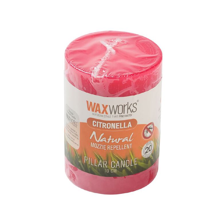 Waxworks Citronella Pillar Candle 10cm Assorted, , hi-res