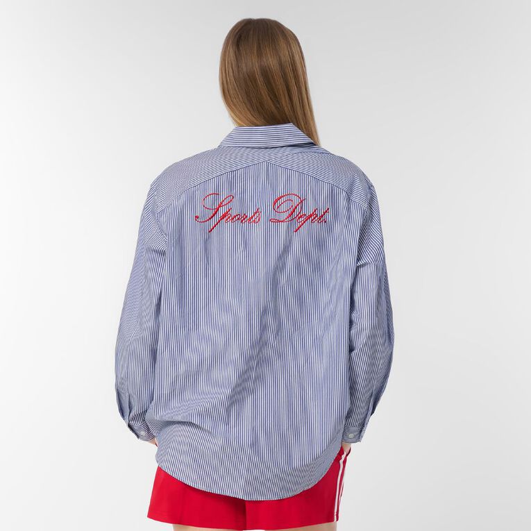 H&H Women's Long Sleeve Embroidery Shirt, Blue/White, hi-res