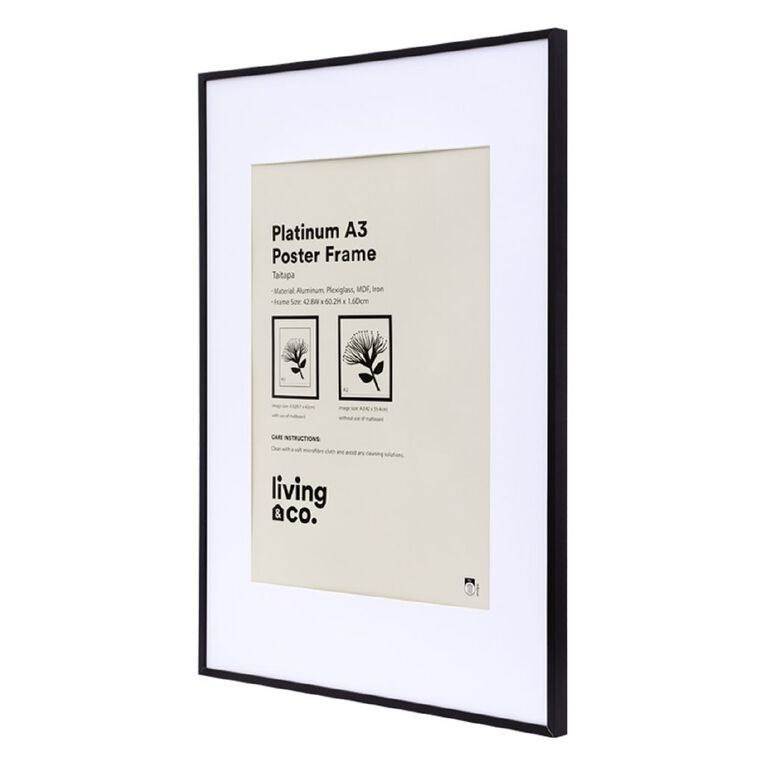Living & Co Platinum Poster Frame A2/A3 Black, , hi-res