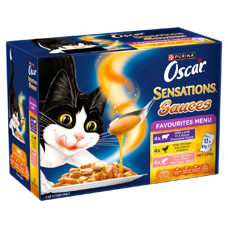 Oscar Sensations Sauces Favourites Menu Wet Cat Food 12 x 85g, , hi-res