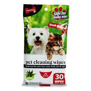 Max Treats Pet Cleaning Wipes Fragrance Free 30 Sheets
