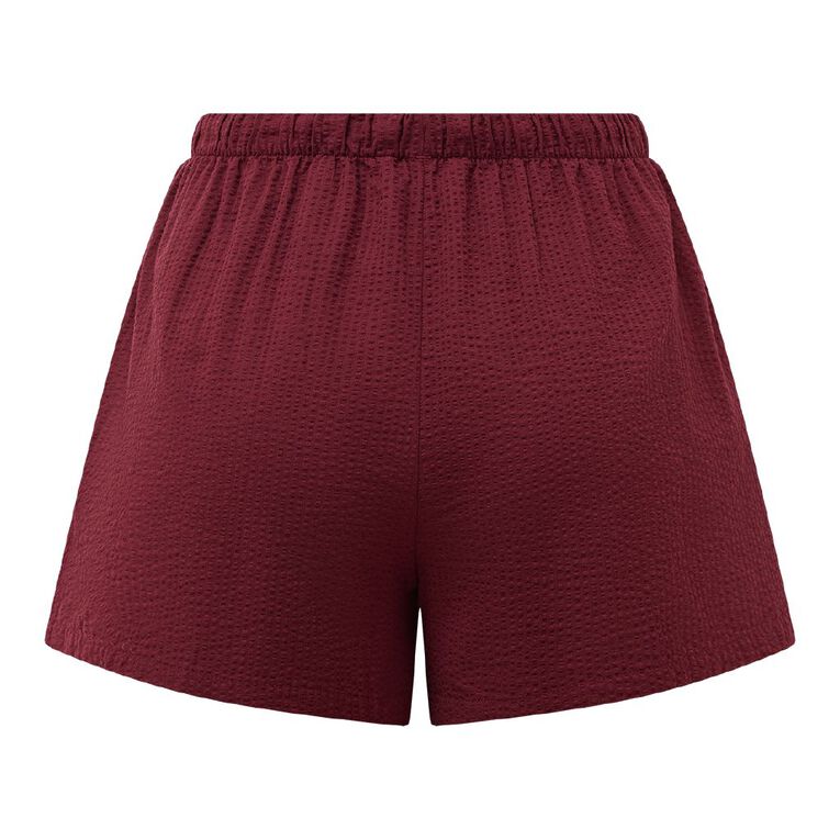 H&H Women's Seersucker Everyday Shorts, Red Dark, hi-res