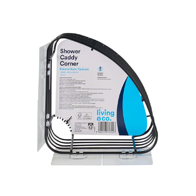 Living & Co Shower Caddy Corner Black, , hi-res
