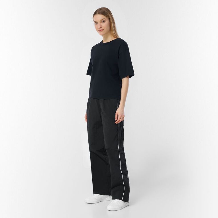 H&H Women's Wide Leg Sport Piping Pants, Black, hi-res