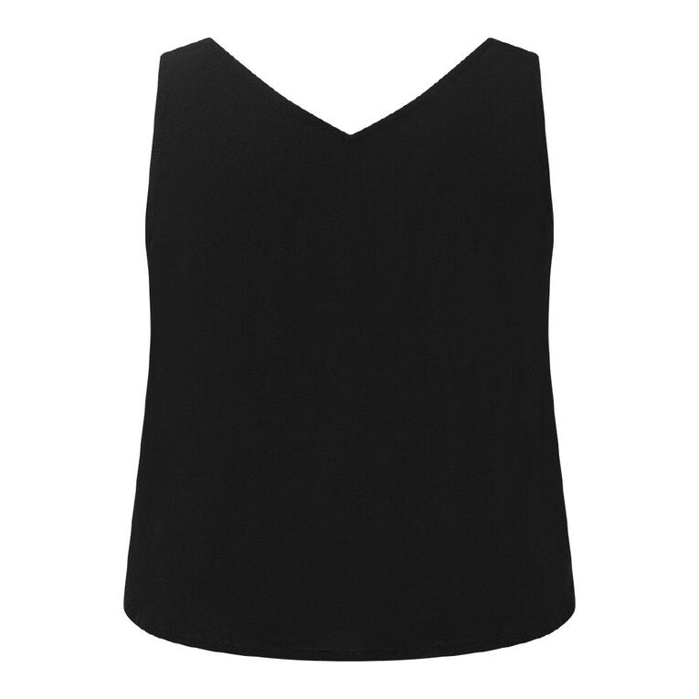 H&H Plus Women's Curve Sleeveless V Neck Top, Black, hi-res