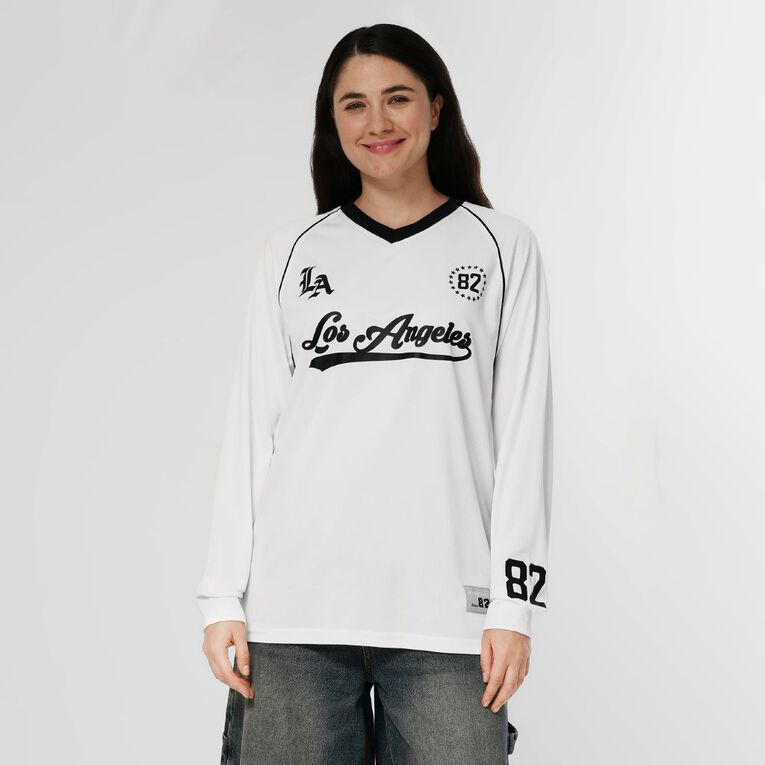 H&H Women's Long Sleeve Raglan Sports Tee, White, hi-res