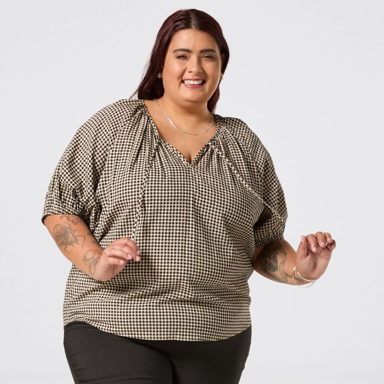H&H Curve Women's Tie Front Blouse, , hi-res