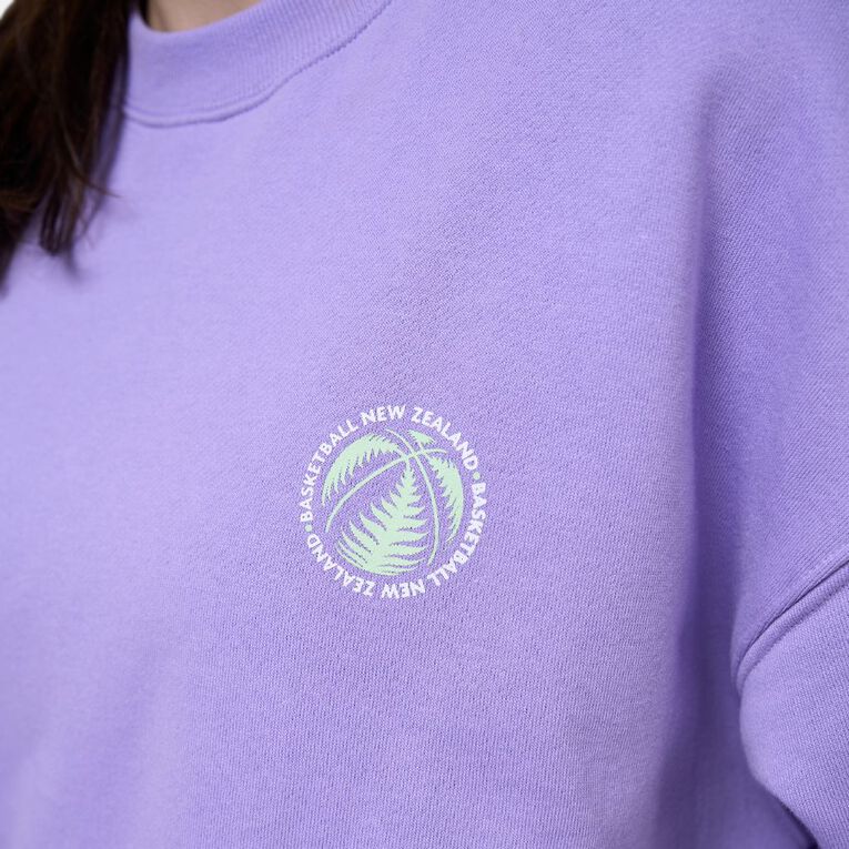 Basketball NZ Crew Sweatshirt, Purple Mid, hi-res