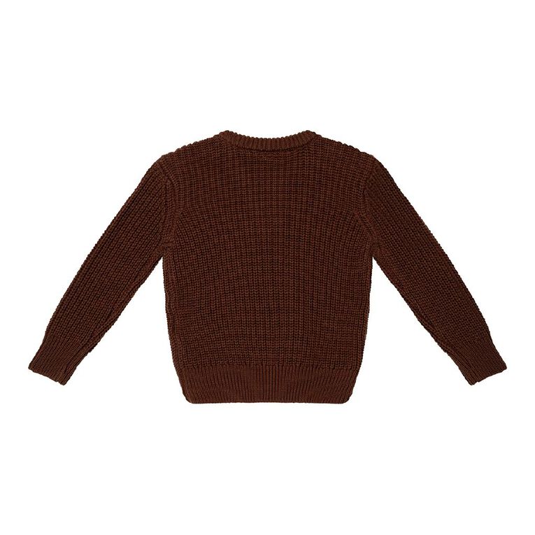 Young Original Babies' Cotton Knitted Jumper, Brown, hi-res