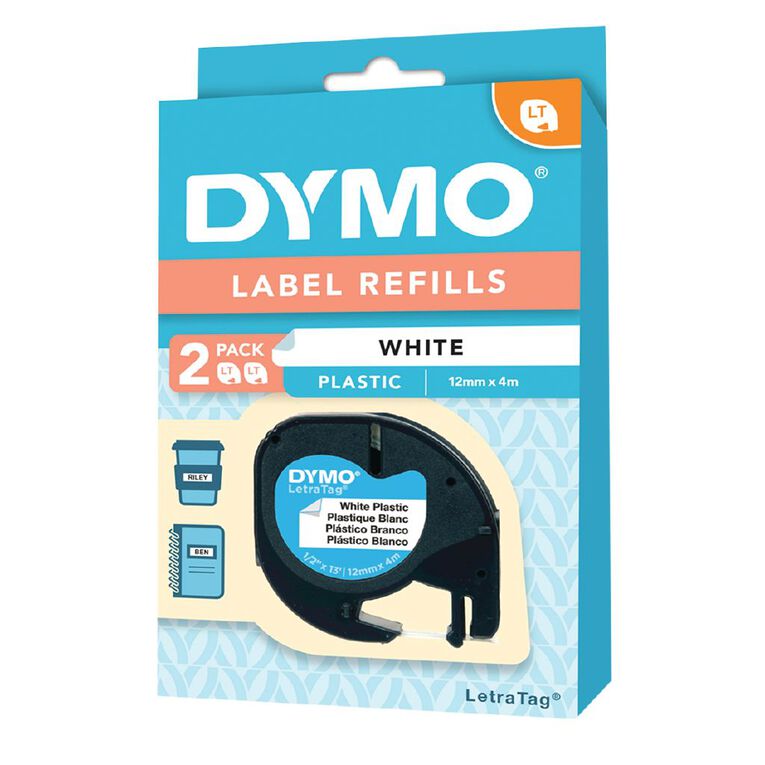 Dymo Letratag Plastic Labels White 2 Pack, , hi-res