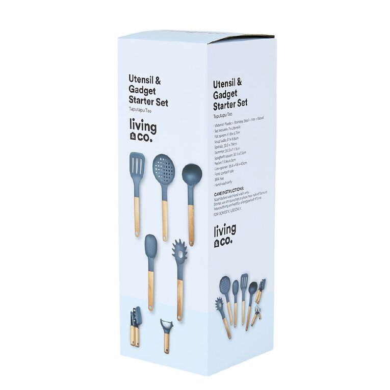 Living & Co Utensil & Gadget Starter Set Black, , hi-res