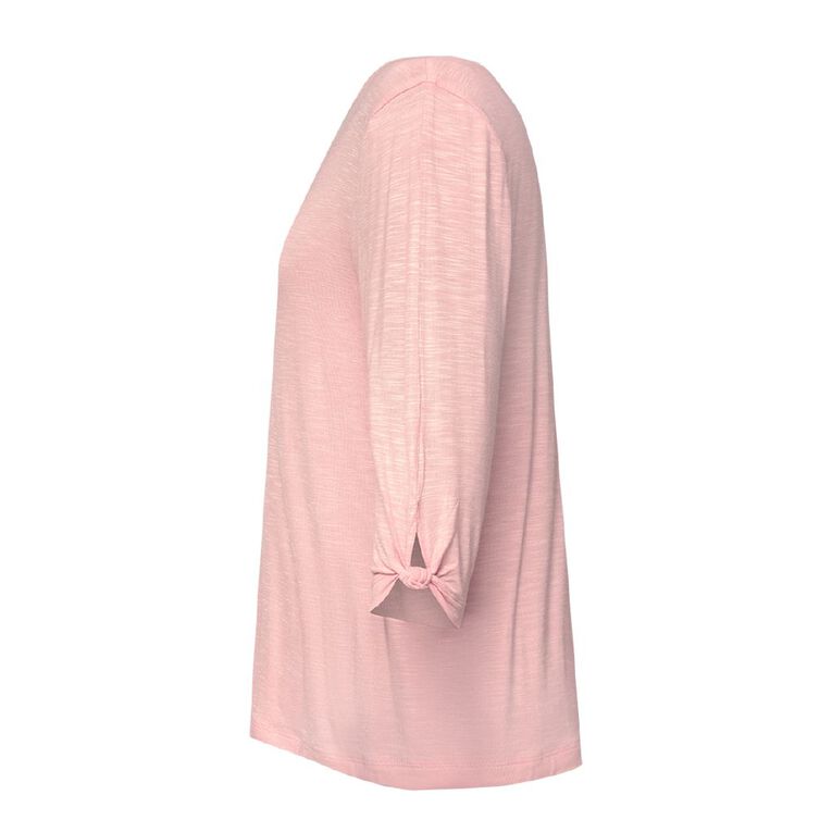 H&H Women's 3/4 Sleeve Knot Detail Top, Pink Light, hi-res