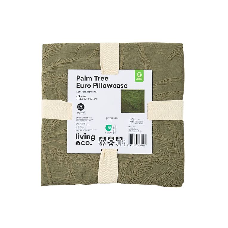Living & Co European Pillowcase Palm Tree Green One Size, , hi-res