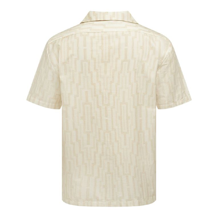 Karanga Ink Men's Short Sleeve Shirt, Cream, hi-res