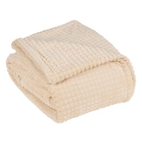 Living & Co Waffle Plush Blanket Rose Natural Queen