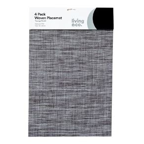 Living & Co Rectangle Woven Placemat Charcoal 4 Pack