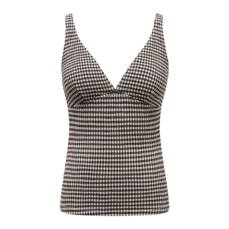H&H Women's V-Neck Tankini, Brown Dark, hi-res