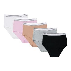 H&H Women's Cotton Elastane Rib Full Briefs 5 Pack