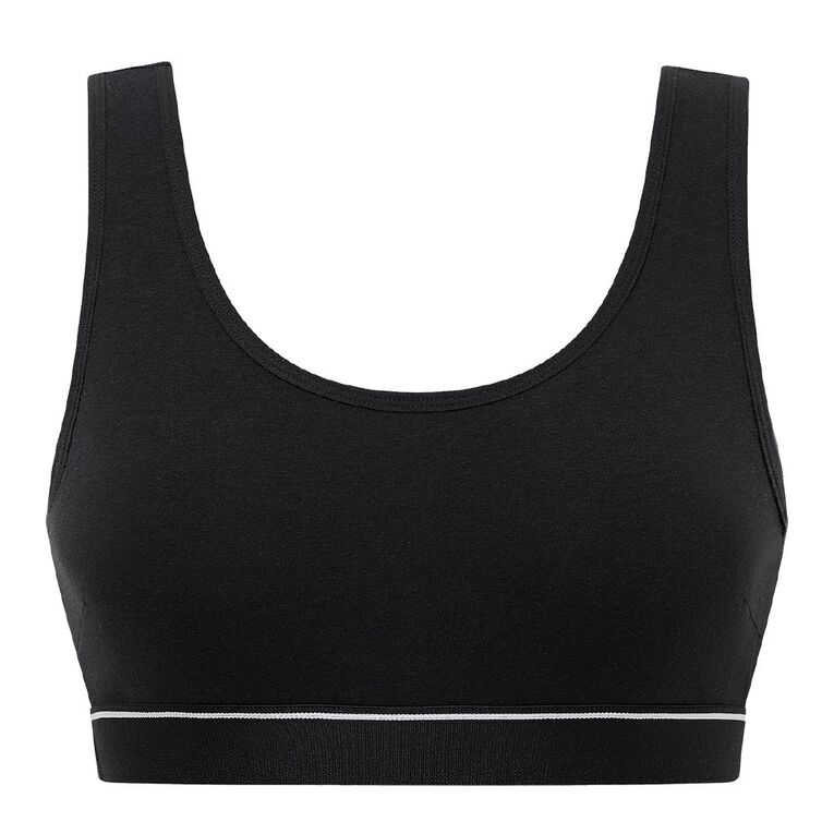 H&H Women's Basic Wide Band Crop Top, Black, hi-res
