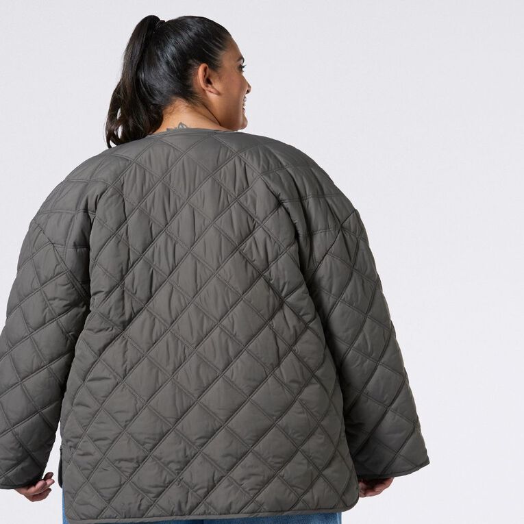 H&H Curve Women's Quilted Jacket, Green Dark, hi-res