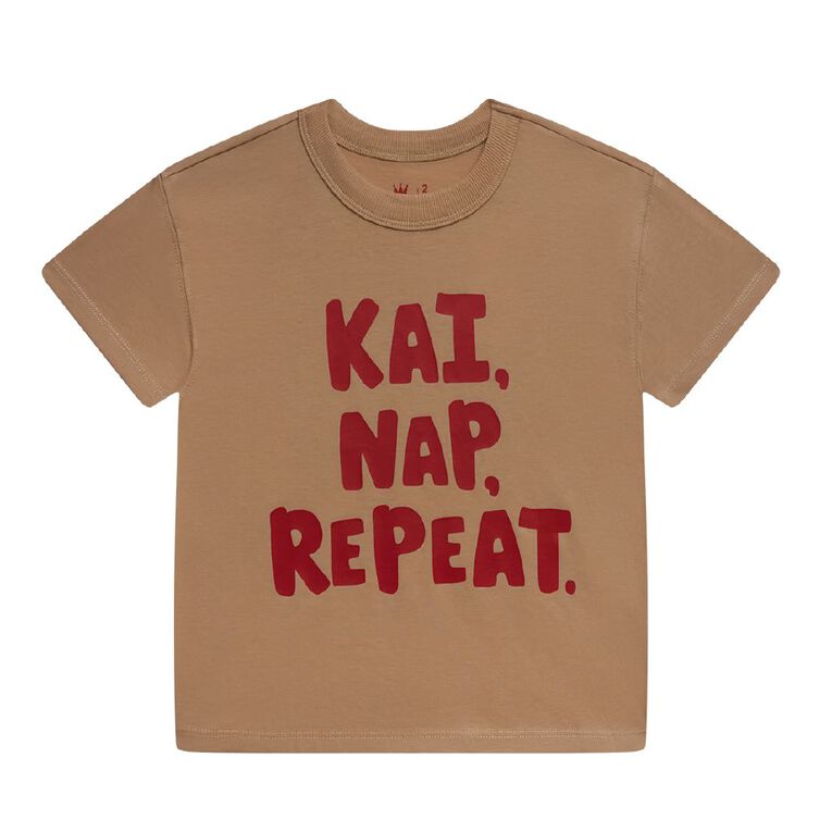 Young Original Toddler Short Sleeve Boxy Print Tee, Brown Mid, hi-res