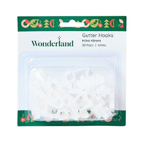 Wonderland Gutter Hooks White 30pk White 30 Pack