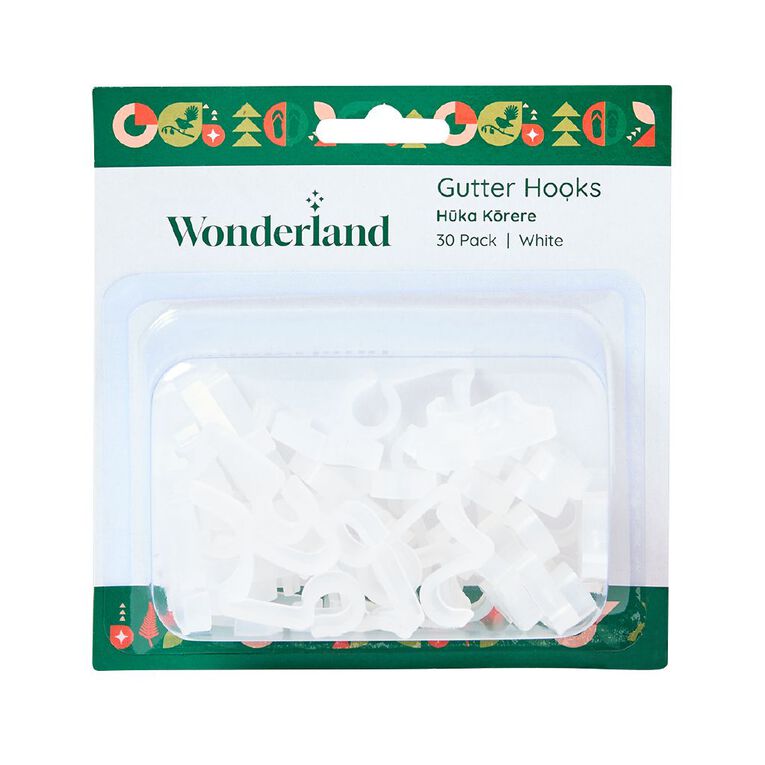 Wonderland Gutter Hooks White 30pk White 30 Pack, , hi-res