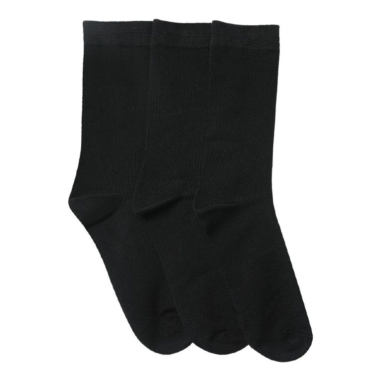 H&H Men's Bamboo Mixed Crew Socks 3 Pack, Black RIBBED, hi-res