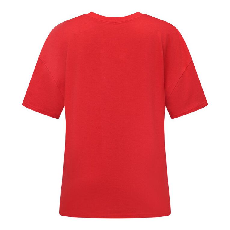 H&H Women's Christmas Printed Tee, Red, hi-res