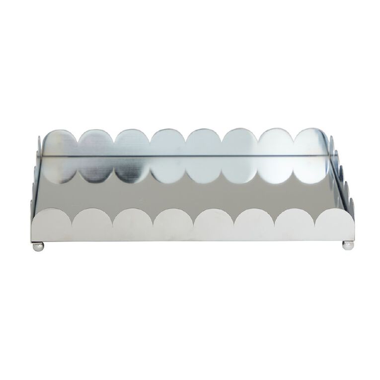 Living & Co Silver Scallop Mirror Tray Rectangle, , hi-res