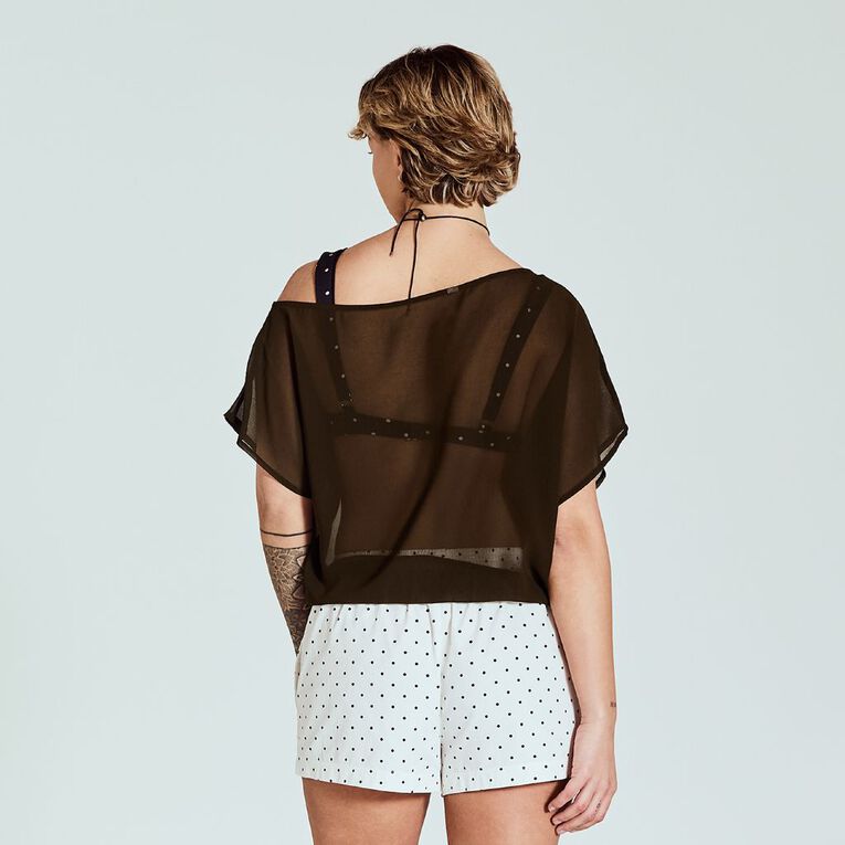BRDRLESS Taya Chiffon Assymetric Top, Green Dark, hi-res