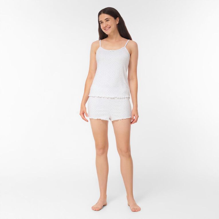 H&H Women's Pointelle Pyjama Cami Set, White, hi-res