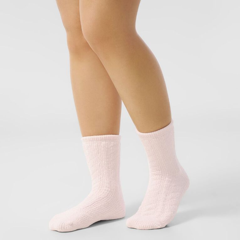 H&H Women's Chenille Crew Socks 2 Pack, Pink Light, hi-res