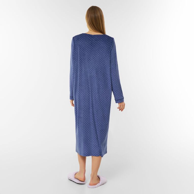 H&H Women's Mink Traditional Nightie, Blue Mid, hi-res