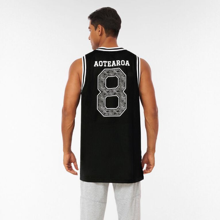 Active Intent Men's Supporter Basketball Singlet, Black FERN, hi-res