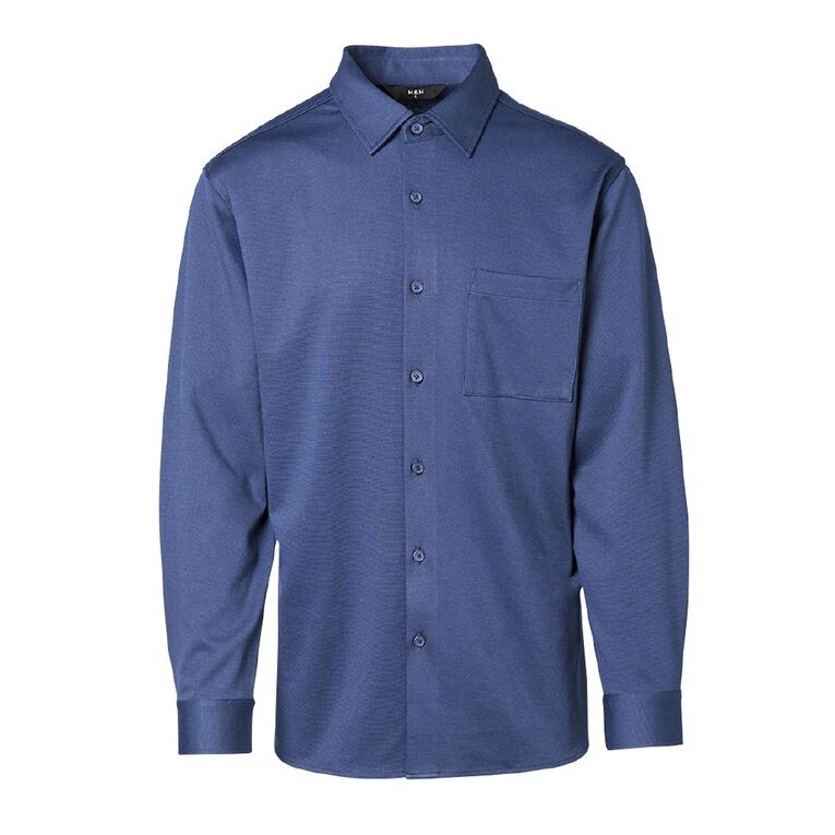 H&H Men's Easy Care Shirt, Blue Dark, hi-res