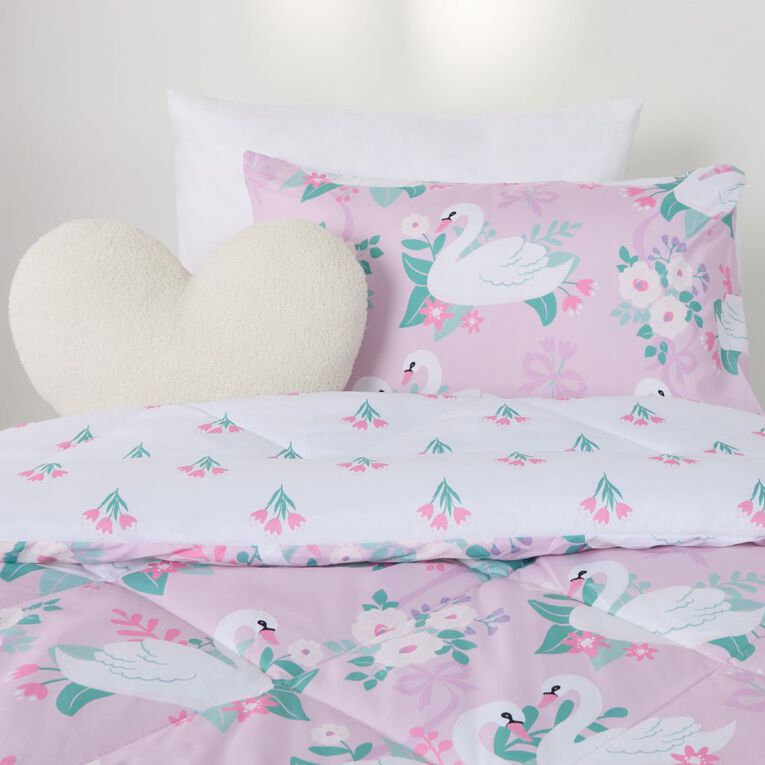 Living & Co Kids Microfibre Comforter Set Swans King Single, , hi-res