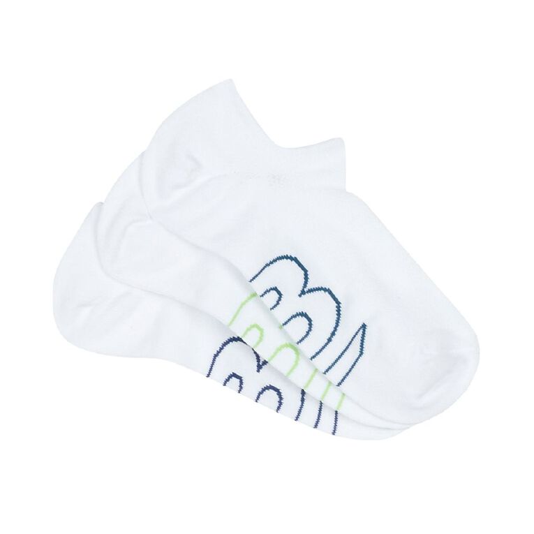 B FOR BONDS Men's No Show Socks 3 Pack, White, hi-res