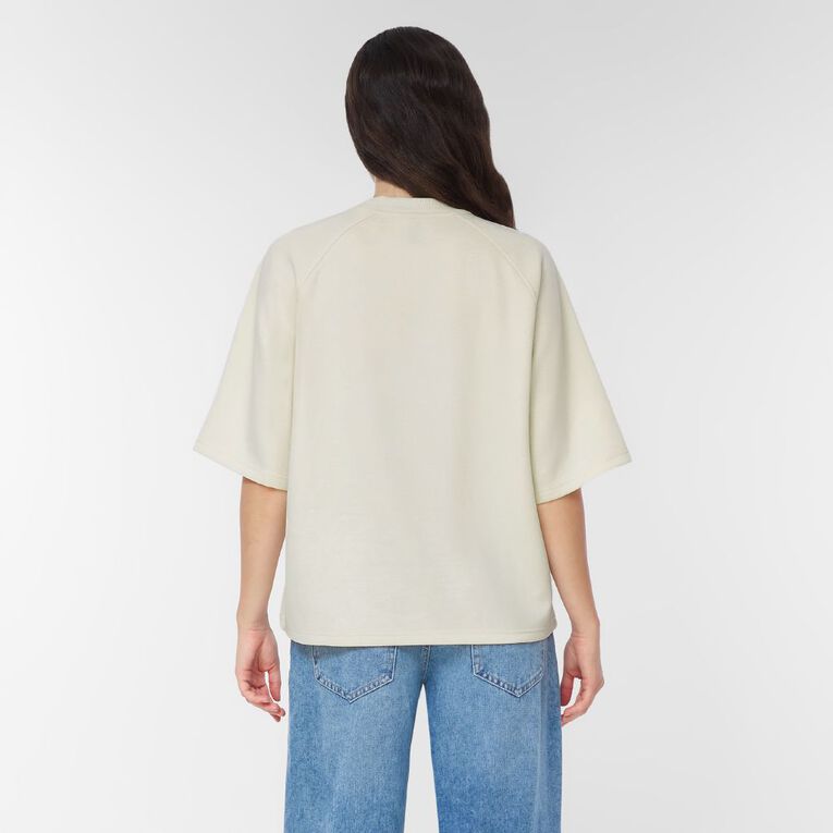 H&H Women's Short Sleeve Boxy Tee, Cream, hi-res