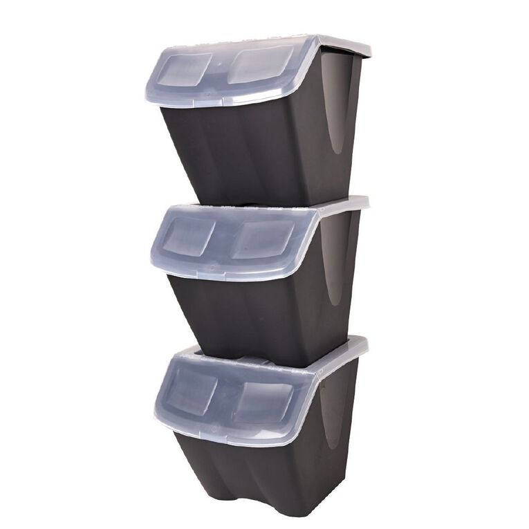 Taurus Stackable Shutter Bin Black 38L, , hi-res